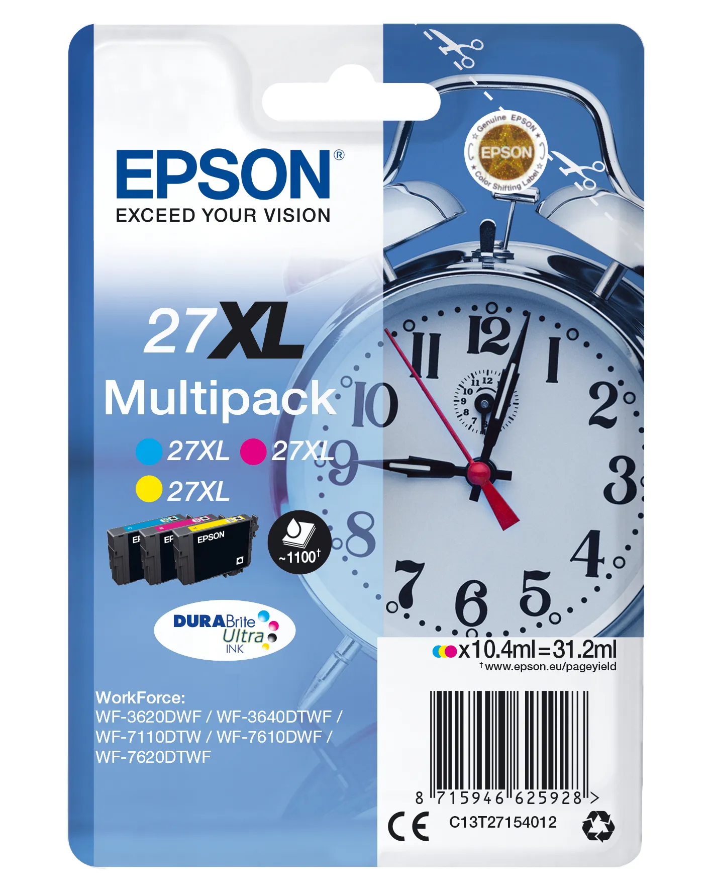 Epson Alarm clock Multipack 3-colour 27XL DURABrite Ultra Ink Epson Alarm clock Multipack 3-colour 27XL DURABrite Ultra Ink