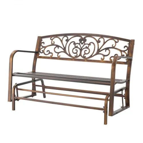 VEVOR Gartenbank Gartenmöbel Bänke 127 cm 250 kg Tragkraft, Terrassenbank mit Metallrahmen aus Karbonstahl, Balkonbank mit Armlehnen, Verandabank für Garten Park Hof Terrasse, Antikbronze – Bild 8