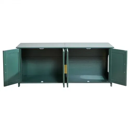 VEVOR Katzenschrank, 1200x450x500 mm, Katzentoilette mit 4 Rattantüren & 2 Eingängen, Katzenklo Schrank für den Innenbereich, Katzenhaus passend für die meisten Katzentoiletten, grün – Bild 9