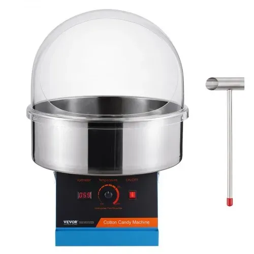 VEVOR Elektrische Zuckerwattemaschine, 1000 W Zuckerwattegeräte, Kommerzielle Zuckerwattemaschine mit Abdeckung, Edelstahlschüssel & Zuckerlöffel, Perfekt für Familienfeiern, Partys (Blau) – Bild 8