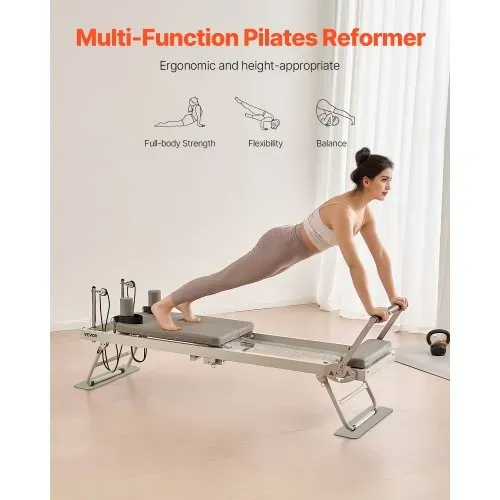 VEVOR Faltbarer Pilates Reformer Trainingsgerät im Heim-Fitnessstudio, Pilates-Bett mit doppeltem Widerstand – Feder und Kordel, für Fortgeschrittene und Anfänger, bis zu 181,44 kg – Bild 5