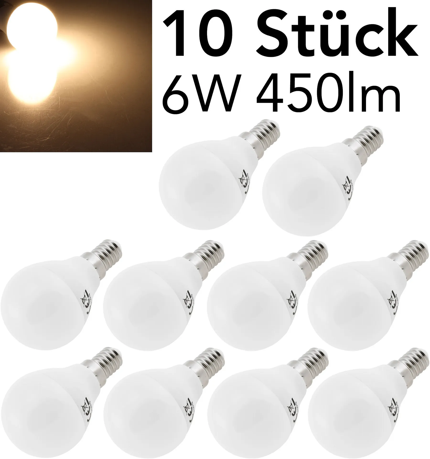 LED Tropfenlampe E14 „T50 Promo“ 10er-Pk 3000k, 440lm, 230V/6W, 160°, warmweiß LED Tropfenlampe E14 „T50 Promo“ 10er-Pk 3000k, 440lm, 230V/6W, 160°, warmweiß