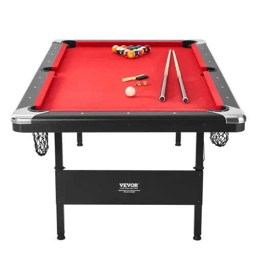 VEVOR Billardtisch, 2,13 m Pooltisch, Zusammenklappbarer Platzsparender Tisch, Billardtisch-Set inkl. Bällen, Queues, Kreide, Schwarz, Perfekt für Familienspielzimmer für Kinder und Erwachsene – Bild 9