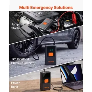 VEVOR Starthilfe Powerbank 4000 A Tragbarer Starthilfegerät Starter Booster für 9 L Benzin & 8 L Dieselmotoren, 150 psi Reifendruck, LED-Taschenlampe, ABS-PC-Gehäuse, Verpolungs- und Kurzschlussschutz VEVOR Starthilfe Powerbank 4000 A Tragbarer Starthilfegerät Starter Booster für 9 L Benzin & 8 L Dieselmotoren, 150 psi Reifendruck, LED-Taschenlampe, ABS-PC-Gehäuse, Verpolungs- und Kurzschlussschutz