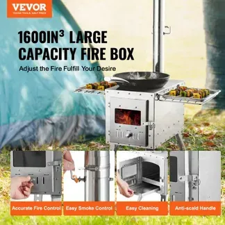 VEVOR Holzofen, 590 x 790 x 2620 m, Camping-Zeltofen aus Edelstahl, Holzofen mit Kaminrohren und Handschuhen, 1646 Kubikzoll großer Feuerraum-Zeltofen zum Kochen und Heizen im Freien mit 8 Rohren VEVOR Holzofen, 590 x 790 x 2620 m, Camping-Zeltofen aus Edelstahl, Holzofen mit Kaminrohren und Handschuhen, 1646 Kubikzoll großer Feuerraum-Zeltofen zum Kochen und Heizen im Freien mit 8 Rohren