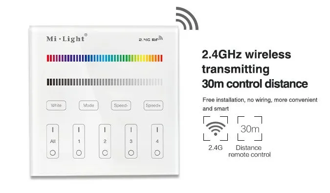 Synergy 21 LED Fernbedienung Smart Panel RGB/RGB-W 4 Zonen *Milight/Miboxer* – Bild 2