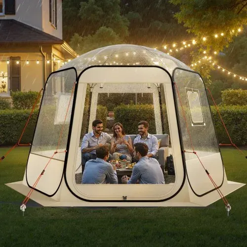VEVOR Pop-up-Bubble-Zelt, 305 x 275 x 220 cm, transparentes Campingzelt, Garten-Kuppel-Iglu-Zelt mit Fenstern, Sportzelt, 540°-Panoramablick, für 4–8 Personen, Terrasse, Hinterhof – Bild 7