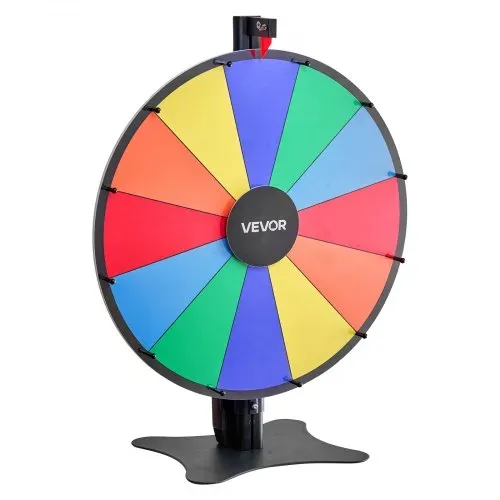 VEVOR Glücksrad Drehrad (914 mm) 18 Slots Glücksrad mit Ständer, höhenverstellbar, Lotteriespiele Gewinn-Roulette mit Tafelschwamm & 2 Markern, 6 Farben, ideal für Party Kneipe Messe – Bild 10
