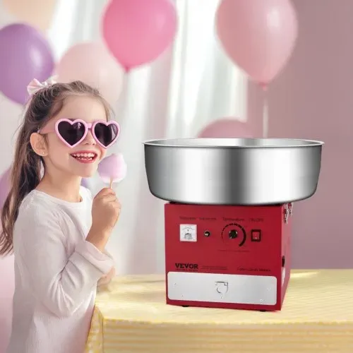 VEVOR elektrische Zuckerwattemaschine kommerzielle Zuckerwattegeräte (1000 W) mit 52 cm Edelstahlschüssel & Zuckerschaufel & Schublade, perfekt für Kindergeburtstage Familienfeiern Partys Rot – Bild 7