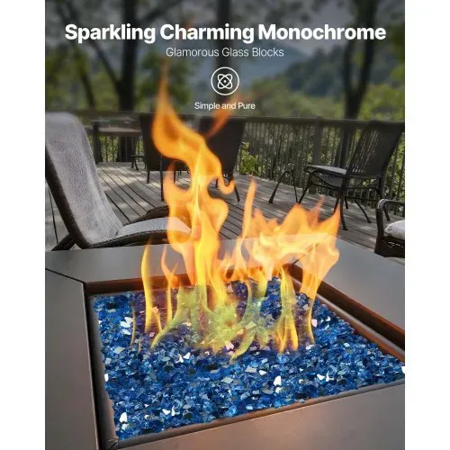 VEVOR Feuerglas, 4,5 kg hochtemperaturbeständige Glassteine, 12,7 mm reflektierende Feuerstellen-Glasperlen, Feuerstelle Glasfelsen, Kaminglas, Feuerkristall, Feuerperlen, für Kamin, Pazifikblau VEVOR Feuerglas, 4,5 kg hochtemperaturbeständige Glassteine, 12,7 mm reflektierende Feuerstellen-Glasperlen, Feuerstelle Glasfelsen, Kaminglas, Feuerkristall, Feuerperlen, für Kamin, Pazifikblau
