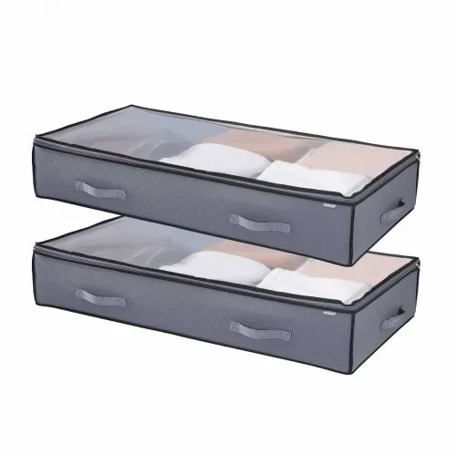 VEVOR Unterbettkommode Unterbettaufbewahrungstasche 4 Stk. (996 x 500 x 180 mm) Unterbettbehälter mit transparenten Deckeln (90 L), Aufbewahrungsbox Organizer für Kleidung Schuhe Schlafzimmer – Bild 9