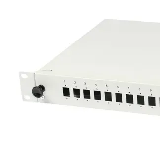 LWL-Patchpanel für 24xLC/LSH(E2000)-Duplex-Buchsen, 19″/1HE, ohne Kupplungen, Lichtgrau, Synergy 21, LWL-Patchpanel für 24xLC/LSH(E2000)-Duplex-Buchsen, 19″/1HE, ohne Kupplungen, Lichtgrau, Synergy 21,
