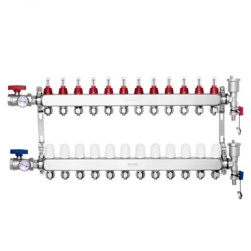 VEVOR 12-Abzweig-Wärmeverteilungsverteiler, 1/2-Zoll-PEX-Rohrverteiler, Edelstahl-PEX-Verteiler für hydronische Fußbodenheizung, Wärmeverteilungs-PEX-Verteilersatz mit 1/2-Zoll-Adaptern im Lieferumfang enthalten VEVOR 12-Abzweig-Wärmeverteilungsverteiler, 1/2-Zoll-PEX-Rohrverteiler, Edelstahl-PEX-Verteiler für hydronische Fußbodenheizung, Wärmeverteilungs-PEX-Verteilersatz mit 1/2-Zoll-Adaptern im Lieferumfang enthalten