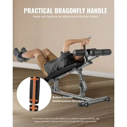 VEVOR Sit Up Bank Bauchmuskelbank 4-stufig Höhenverstellbar (1630 x 620 x 1055 cm) Rückentrainer (454 kg belastbar) für Heimtraining im Fitnessstudio Krafttraining Ganzkörpermuskeltraining – Bild 4
