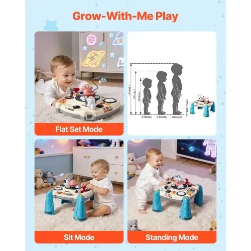VEVOR Aktivitätstisch, Spieltisch inkl. 12 Spiele & 60 Klangquellen, Lerntisch mit Weltraumthema, Sanft Leuchtendem Sternenprojektor, Interaktiver Kindertisch, Entdeckertisch für Kinder ab 6 Monaten – Bild 5