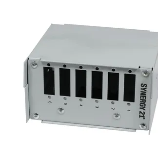 LWL-Patchpanel für Hutschiene(DIN), 6xSC-Duplex/LC-Quad-Buchsen, ohne Kupplungen, Lichtgrau, Synergy 21, LWL-Patchpanel für Hutschiene(DIN), 6xSC-Duplex/LC-Quad-Buchsen, ohne Kupplungen, Lichtgrau, Synergy 21,