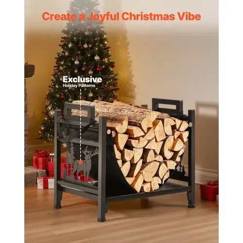 VEVOR Kaminholzregal 450x315x415 mm, Brennholzregal mit Segeltuchträger, Kaminholzhalter 18 kg Tragfähigkeit, Brennholzhalter aus pulverbeschichtetem Stahl, robuster Holzstapelständer für den Kamin – Bild 5