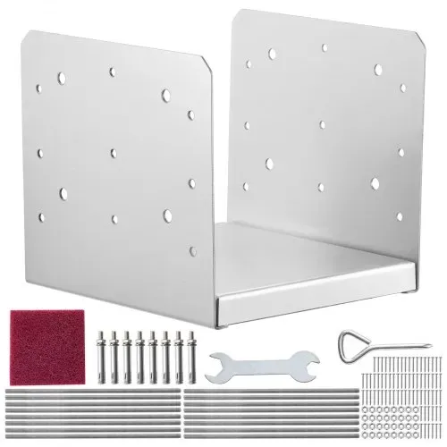 VEVOR 4er-Set Aufschraubhülse 190 x 200 x 180 mm Pfostenträger Kohlenstoffstahl Pfostenschuh Pfosten Pfostenunterlage Bodenhülse Stützenfuß Ideal für Verandageländern, Pergolen und Säulen – Bild 8