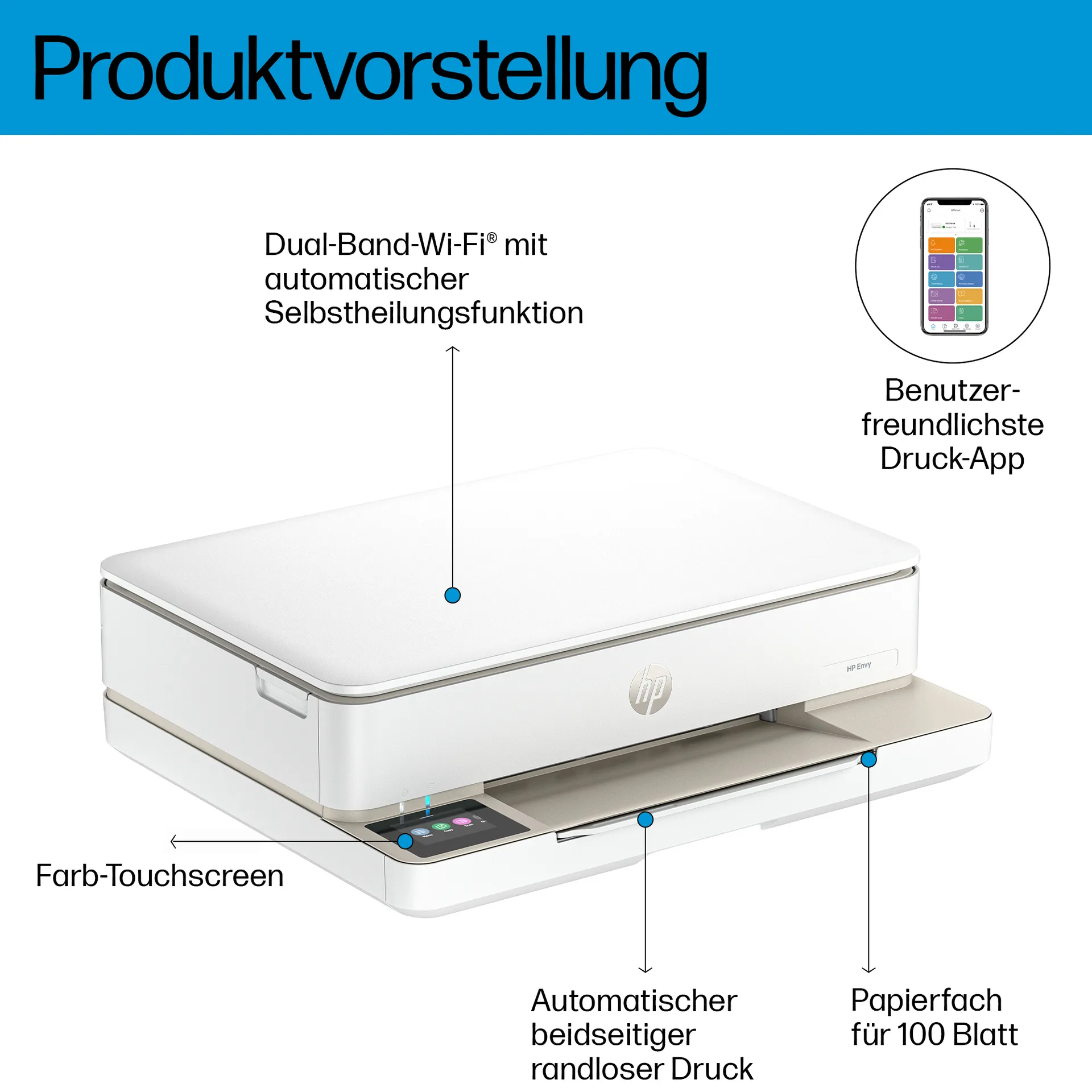 HP ENVY 6120e Wireless All-in-One Farbe Drucker, Instant Ink; Fotodruck – Bild 3
