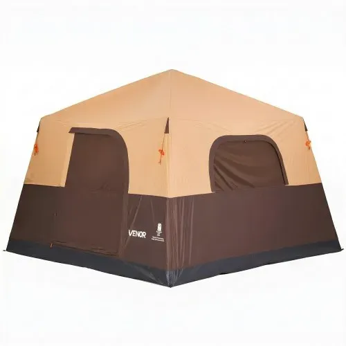 VEVOR Campingzelt 6 Personen, Aufblasbares Familienzelt mit Wiederaufladbarer Pumpe, TPU-Luftschlauch & 4 Netzfenstern, Kabinenzelt mit Tragetasche für Familien-Camping & Wandern, Beige – Bild 8