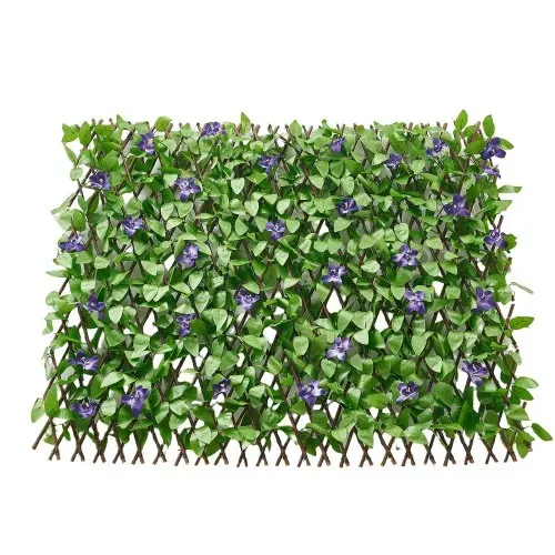 VEVOR Künstliche Hecke 64,9x310 cm 2-tlg. Set, Pflanzenwand, Ausziehbarer Sichtschutz, Sichtschutzzaun, Heckenzaun, Kunstpflanzen Balkonverkleidung für Hochzeiten, Außengärten, Hinterhöfe – Bild 9