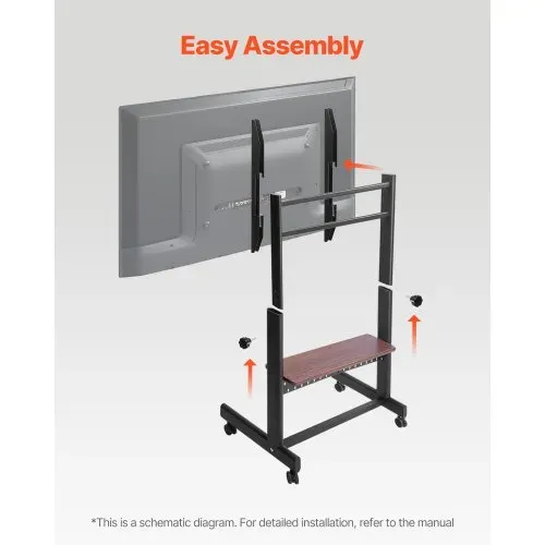 VEVOR rollbarer TV-Ständer TV-Wagen für 1397-2540 mm Bildschirme, höhenverstellbarer tragbarer Monitorständer mit Ablage bis zu 92,99 kg für Wohnzimmer Schlafzimmer Büro (Max VESA 800 x 600 mm) – Bild 5