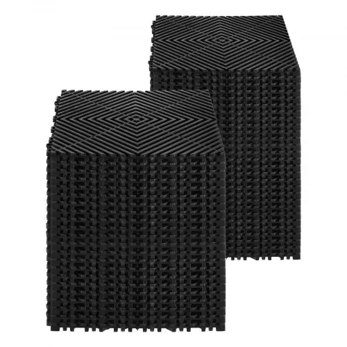 VEVOR Drainagematte Duschmatte 304,8x304,8mm modulares ineinandergreifende Bodenmatten, 50 Stk. Spleiß-Drainagematten, rutschfeste Drainage-Bodenfliesen, für Garage Garten Schwarz – Bild 8
