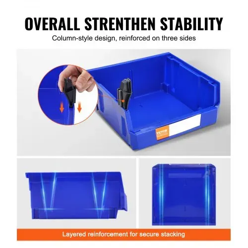 VEVOR 6er-Set Sichtlagerboxen Stapelboxen Stapelkisten Lagerkästen Blau/Rot – Bild 3