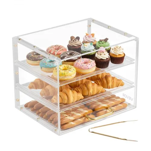 VEVOR Gebäckvitrine 3-stöckig, Gewerbliche Bäckereivitrine aus Transparentem Acryl, Thekenvitrine mit Klapptür & Abnehmbarer Trennwand für Kekse, Desserts und Donuts, 33 x 26 x 26 cm VEVOR Gebäckvitrine 3-stöckig, Gewerbliche Bäckereivitrine aus Transparentem Acryl, Thekenvitrine mit Klapptür & Abnehmbarer Trennwand für Kekse, Desserts und Donuts, 33 x 26 x 26 cm