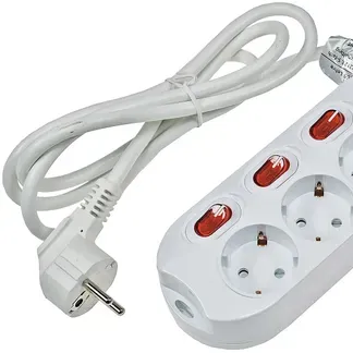Steckdosenleiste mit Einzelschaltung 3-fach, weiß, 1,5m Kabel Steckdosenleiste mit Einzelschaltung 3-fach, weiß, 1,5m Kabel
