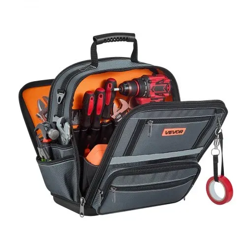 VEVOR Werkzeugtasche 33,5x23x39cm, Aufbewahrungstasche mit 24 Innen- & 10 Außenfächern, Wasserfester Werkzeug-Organizer aus Polyester mit Schultergurt & Reißverschluss, Werkzeugbeutel für Handwerker – Bild 8