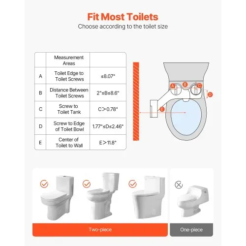 VEVOR Bidetaufsatz für Toilette, nicht elektrischer Bidet-WC-Aufsatz mit ausziehbarer Doppeldüse & einstellbarem Kaltwasserdruck Einlass aus Edelstal ideal für die Gesäß- und Intimwäsche, weiß – Bild 4
