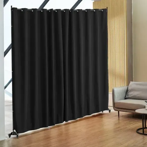 VEVOR Raumteiler Trennwand Paravent Stellwand Einzelpanel, Tragbarer Sichtschutz für Büro Schlafzimmer Esszimmer Arbeitszimmer Balkon, Raumtrenner Rollbar (308,5 x 45 x 245,5 cm), Schwarz – Bild 7
