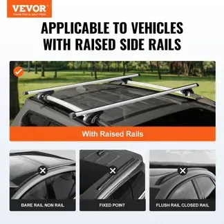 VEVOR Dachträger Universal Dachgepäckträger Auto Alu Querträger 90 kg Tragkraft, für erhöhte Seitenschiene mit Lücke, passend Innenabstand des Dachbalkens 19-101 cm, Rohrdurchmesser 28-68 mm VEVOR Dachträger Universal Dachgepäckträger Auto Alu Querträger 90 kg Tragkraft, für erhöhte Seitenschiene mit Lücke, passend Innenabstand des Dachbalkens 19-101 cm, Rohrdurchmesser 28-68 mm