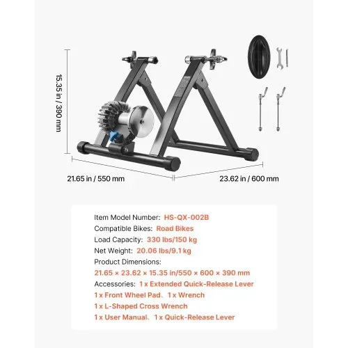 VEVOR Fahrrad Rollentrainer Fahrradtrainer für 660,4-736,6 mm / 700C-Räder, klappbarer Radtrainer Heimtrainer mit Schnellspanner & Vorderradunterlage, 150 kg belastbar, Fahrradfahren Heimtraining – Bild 6