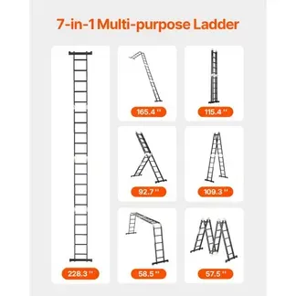 VEVOR Mehrzweckleiter, 7-in-1-Multifunktionsleiter, A-Rahmen, 5-Stufen-Teleskopleiter, Leitergerüst 5800 mm, verstellbare Hochleistungsleiter, 150 kg Tragkraft für den Außenbereich zu Hause VEVOR Mehrzweckleiter, 7-in-1-Multifunktionsleiter, A-Rahmen, 5-Stufen-Teleskopleiter, Leitergerüst 5800 mm, verstellbare Hochleistungsleiter, 150 kg Tragkraft für den Außenbereich zu Hause