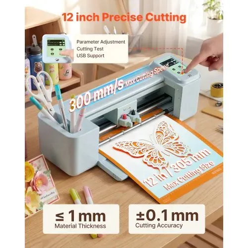 VEVOR Vinylschneidemaschine 30 cm, Schneideplotter/Plottermaschine mit Touchscreen, Kompatibel mit Mac/Windows/Android/iOS, Vinylcutter für Bastelarbeiten, Karten & Wohnaccessoires VEVOR Vinylschneidemaschine 30 cm, Schneideplotter/Plottermaschine mit Touchscreen, Kompatibel mit Mac/Windows/Android/iOS, Vinylcutter für Bastelarbeiten, Karten & Wohnaccessoires