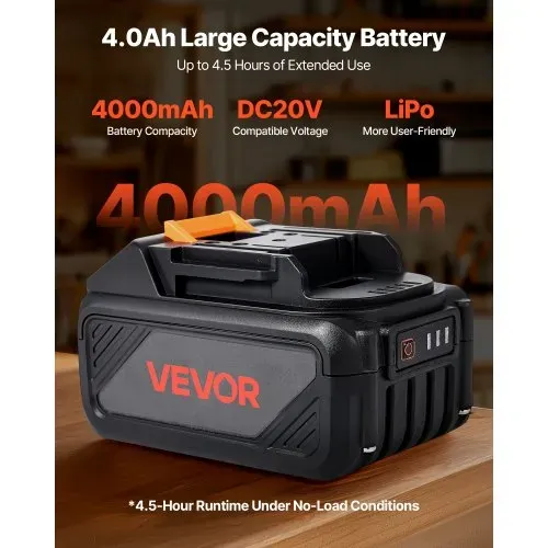 VEVOR 20 V tragbare Akku- und Ladegerät-Kombination, 4,0 Ah Lithium-Ionen-Akkupack, verlängerte Laufzeit, kompatibel mit Serienwerkzeugen, zum Austauschen und schnellen Aufladen VEVOR 20 V tragbare Akku- und Ladegerät-Kombination, 4,0 Ah Lithium-Ionen-Akkupack, verlängerte Laufzeit, kompatibel mit Serienwerkzeugen, zum Austauschen und schnellen Aufladen
