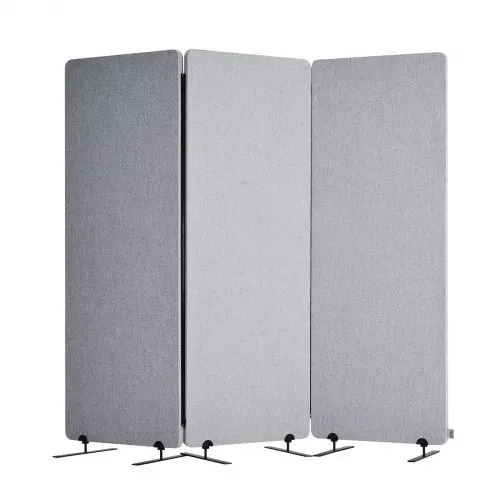 VEVOR Raumteiler 3 Paneele Paravent 1840 x 350 x 1655 mm, faltbarer Sichtschutz & tragbarer Trennwandteiler aus PET-Polyester zur Raumtrennung, für Büro Schlafzimmer Arbeitszimmer, hellgrau – Bild 10