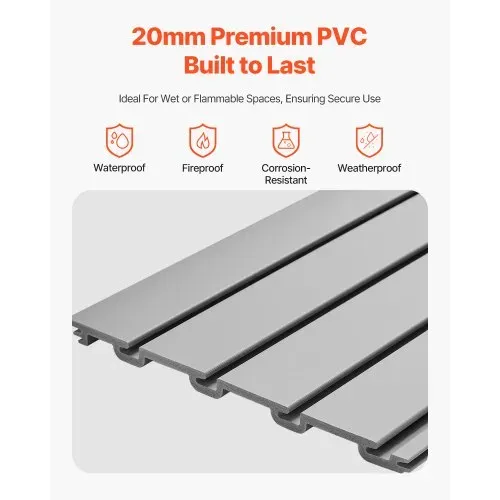 VEVOR Werkzeugwand 1230x1235x20mm, PVC-Garagen-Lamellenwand, grauer Wand-Organizer 136 kg pro Platte, Lamellenwandpaneel mit Kupplungsstruktur & DIY-Zuschnitt, geeignet für Lagerung & Präsentation – Bild 2