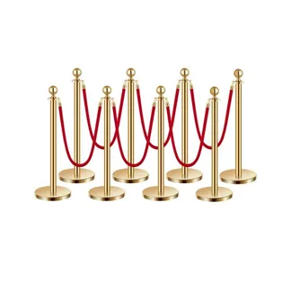 VEVOR Absperrpfosten Absperrung (8 Stk.) zur Steuerung von Menschenmengen mit 6 roten Samtseilen (1,5 m lang), Absperrständer aus Edelstahl mit nachfüllbarem Sockel für Ausstellungen Golden VEVOR Absperrpfosten Absperrung (8 Stk.) zur Steuerung von Menschenmengen mit 6 roten Samtseilen (1,5 m lang), Absperrständer aus Edelstahl mit nachfüllbarem Sockel für Ausstellungen Golden