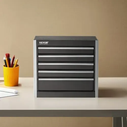 VEVOR Werkzeugkiste 218x118x205 mm, Werkzeugkasten aus Metall mit 5 Schubladen, Werkzeugkoffer mit EVA-Einlagen und PP-Fußpolstern, robuster Stahl mit Kugellageröffnung und Pulverbeschichtung, schwarz – Bild 7