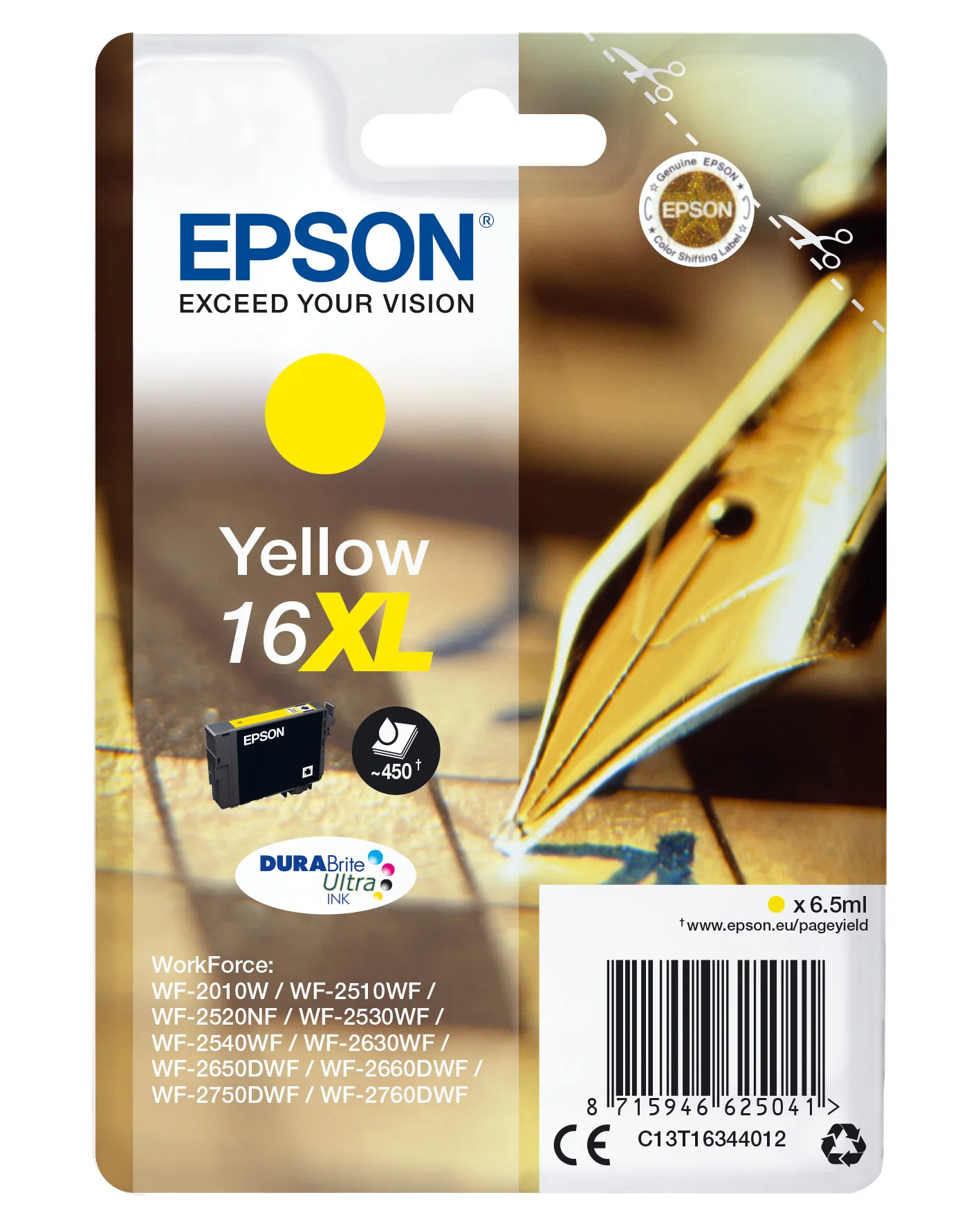 Epson Pen and crossword Singlepack Yellow 16XL DURABrite Ultra Ink Epson Pen and crossword Singlepack Yellow 16XL DURABrite Ultra Ink