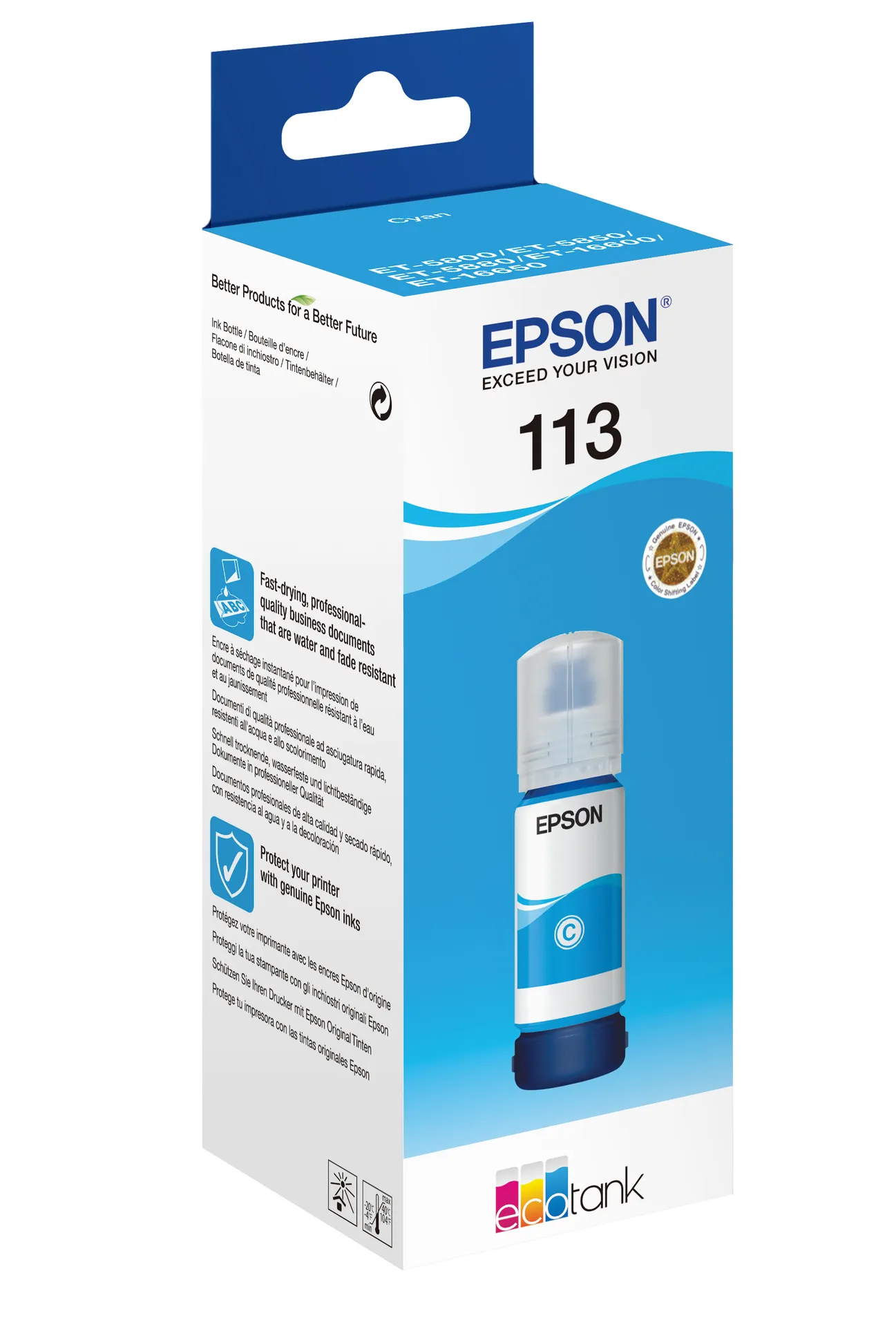Epson 113 EcoTank Pigment Cyan ink bottle – Bild 2