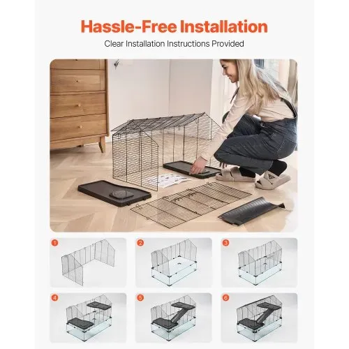VEVOR Hamsterkäfig, 360°-Sicht, transparenter Hamsterlebensraum, Kleintierkäfig, 75x44x61 cm, belüfteter Mäusekäfig mit Wasserflasche, Rattenkäfig, tragbares Hamsterhaus für Ratten, Meerschweinchen – Bild 3