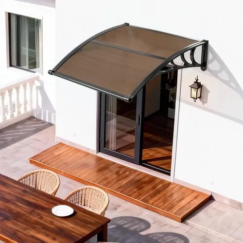 VEVOR Vordach für Haustür 965x1017 mm, Pultbogenvordach, Pultvordach mit Entwässerung & ABS-Halterung, Regen-, Schnee- & Sonnenschutz, Polycarbonat-Türüberdachung für Veranda & Terrasse, Braun – Bild 7