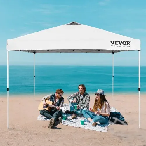 VEVOR Pavillon 304,8x304,8x320cm Gartenzelt 250D PU Silber beschichtetes Gewebe Faltpavillon inkl. Aufbewahrungstasche Partyzelt 6-8 Personen Pop up Zelt Weiß Gartenpavillon für Campingausflug – Bild 7