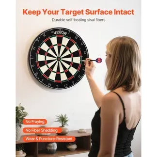 VEVOR Dartscheibe, mit 6 Dartpfeilen & Punktezähler, selbstheilendes Dartboard aus Sisalfasern mit klammerfreiem Bullseye & drehbarem Zahlenring, für Partys & Spielzimmer zu Hause VEVOR Dartscheibe, mit 6 Dartpfeilen & Punktezähler, selbstheilendes Dartboard aus Sisalfasern mit klammerfreiem Bullseye & drehbarem Zahlenring, für Partys & Spielzimmer zu Hause