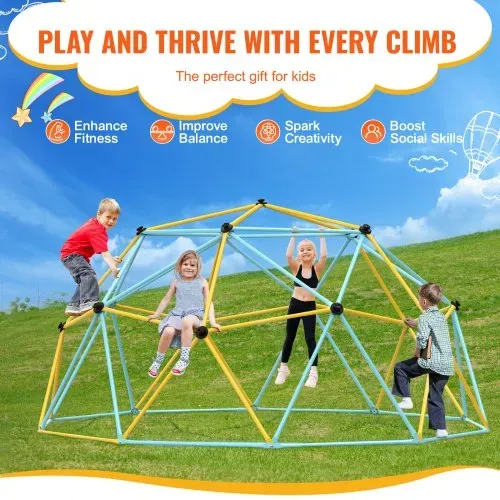 VEVOR Kletterkuppel, 3,66 m geometrisches Kuppel-Kletterspielzentrum für Kinder von 3 bis 10 Jahren, Klettergerüst 340 kg Tragfähigkeit, mit Klettergriff, Outdoor-Spielgerät Garten Hinterhof – Bild 2