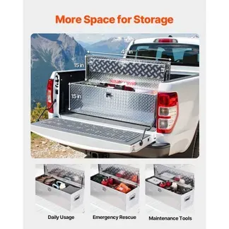 VEVOR Werkzeugkasten aus Aluminium für die Ladefläche mit seitlichem Griff & Schlossschlüsseln, Aufbewahrungs-Werkzeugkiste für Anhänger Pickup Wohnmobil (1244,6 x 381 x 381 mm) Silber VEVOR Werkzeugkasten aus Aluminium für die Ladefläche mit seitlichem Griff & Schlossschlüsseln, Aufbewahrungs-Werkzeugkiste für Anhänger Pickup Wohnmobil (1244,6 x 381 x 381 mm) Silber